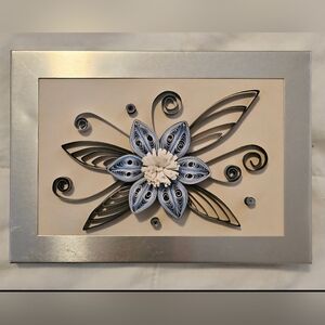 Elegant Silver and White Floral Wall Art